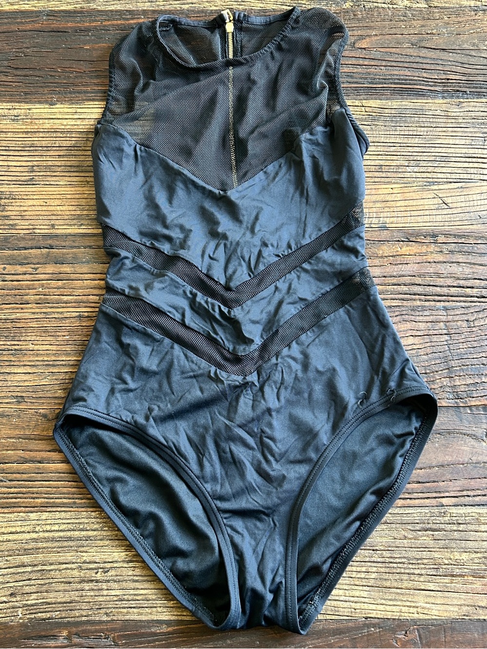 Vince Camuto Black Mesh Accent One-Piece Swim